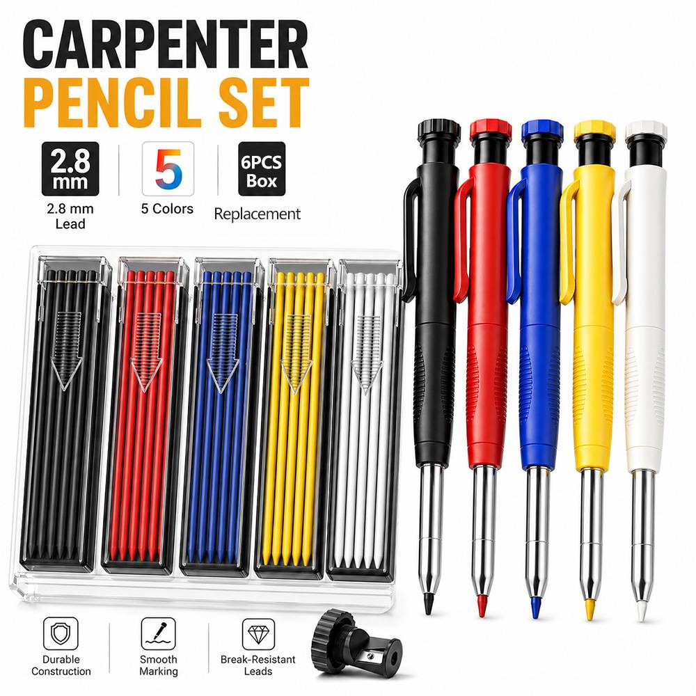 Heavy-Duty Deep Hole Mechanical Carpenter Pencil Set