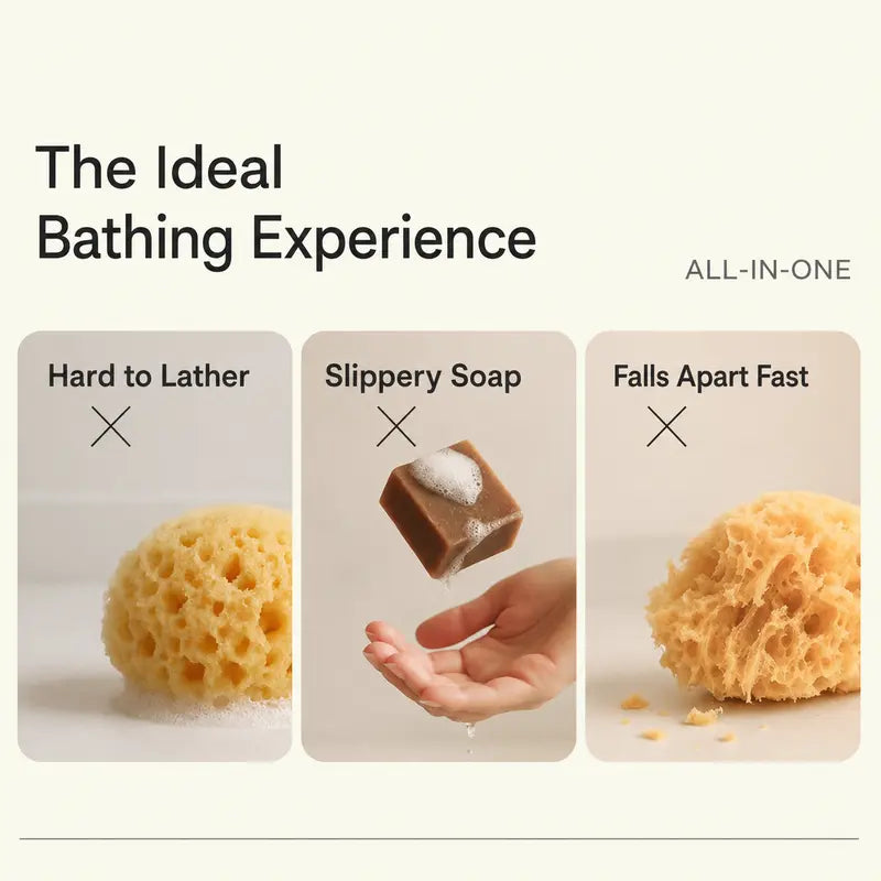 2Pcs Soft Bath Sponge with Soap Pocket