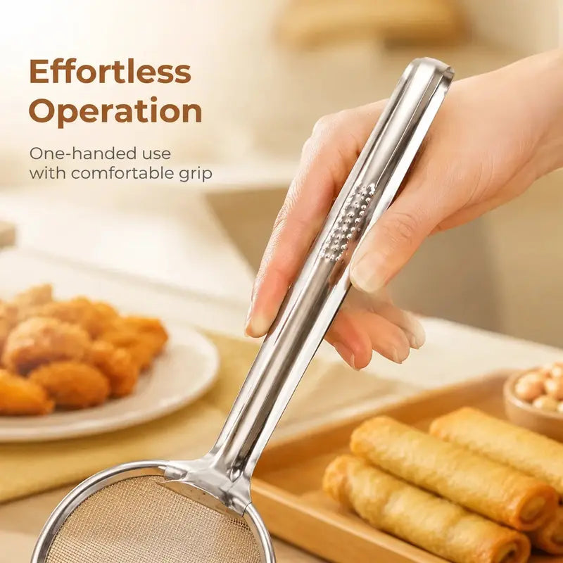 2-in-1 Stainless Steel Mesh Strainer Tongs
