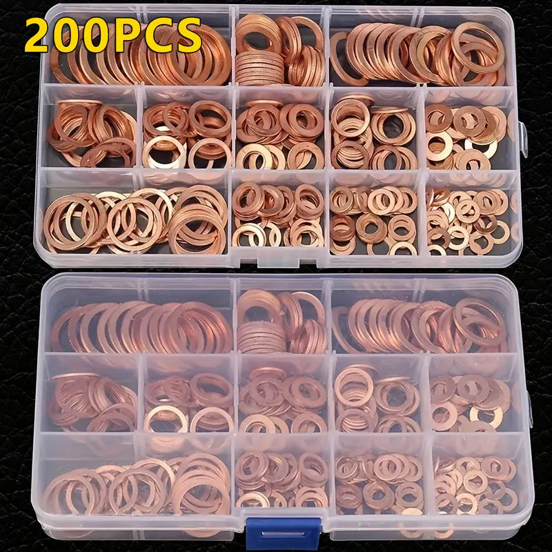 200-Piece Automotive Copper Sealing Washers Kit