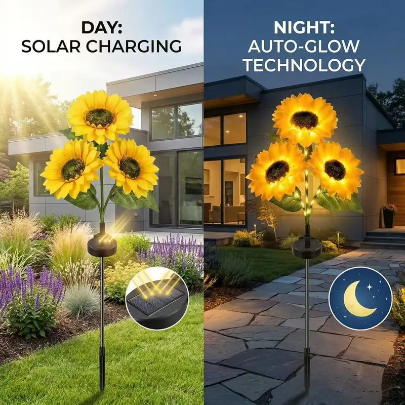 LED Solar Sunflower Garden Stake Lights