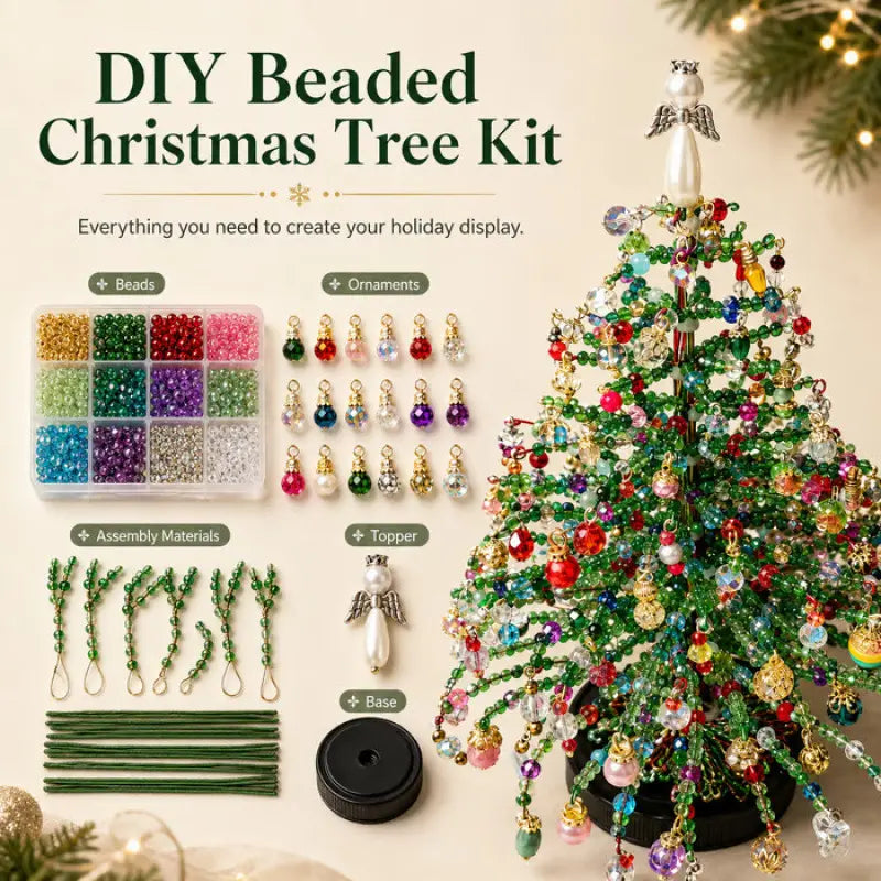 DIY Beaded Christmas Tree Craft Kit – Angel-Top Tabletop Decor