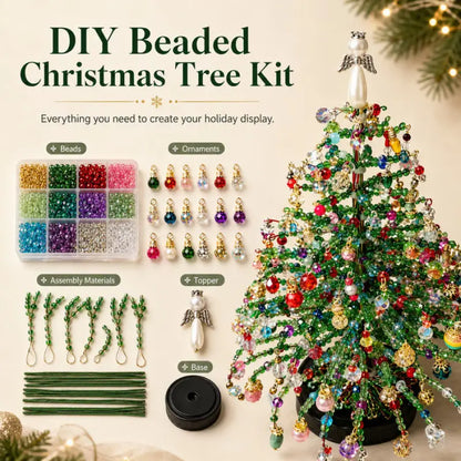 DIY Beaded Christmas Tree Craft Kit – Angel-Top Tabletop Decor