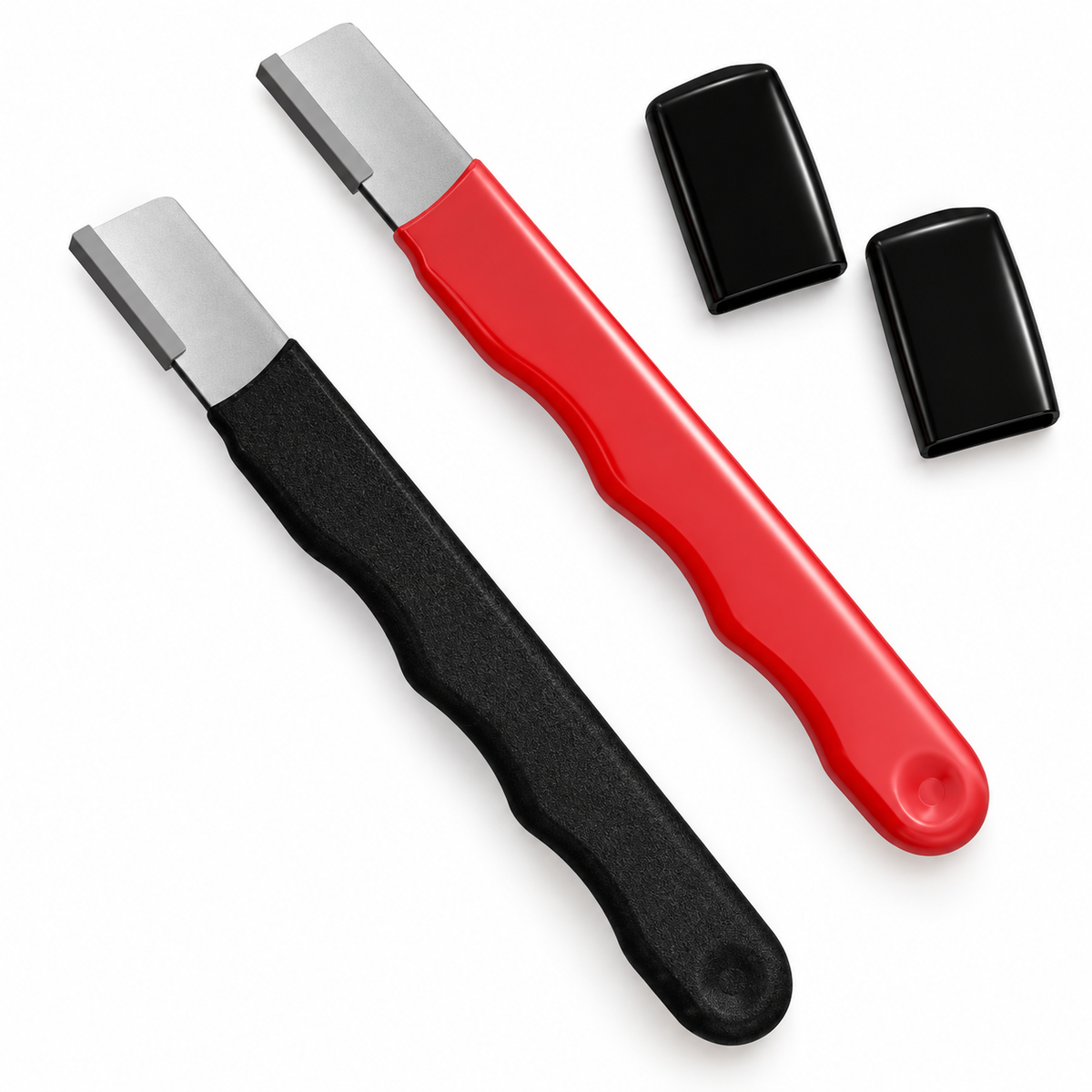 Two portable handheld blade sharpeners with two protective caps