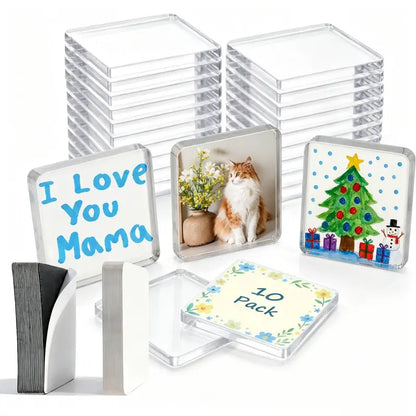2×2″ Clear Acrylic Magnetic Photo Frames – DIY Memory Keepsake, 10/20/30 Pack