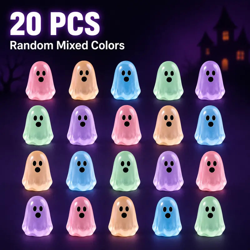 Glow-in-the-Dark Ghost Beads for Halloween Crafts – 20 or 50 Pieces