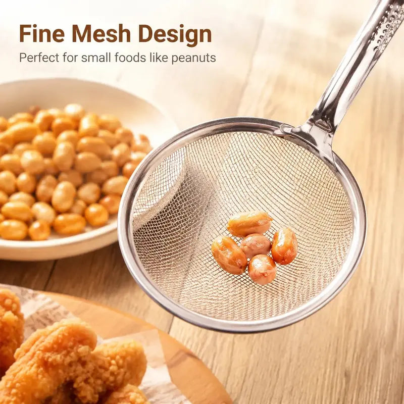 2-in-1 Stainless Steel Mesh Strainer Tongs
