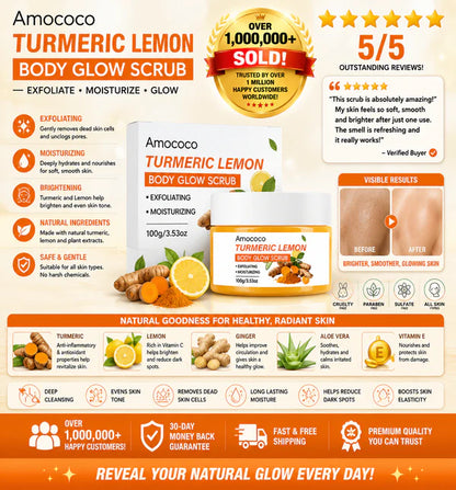 Natural Turmeric & Lemon Brightening Body Scrub – Exfoliating Glow Treatment