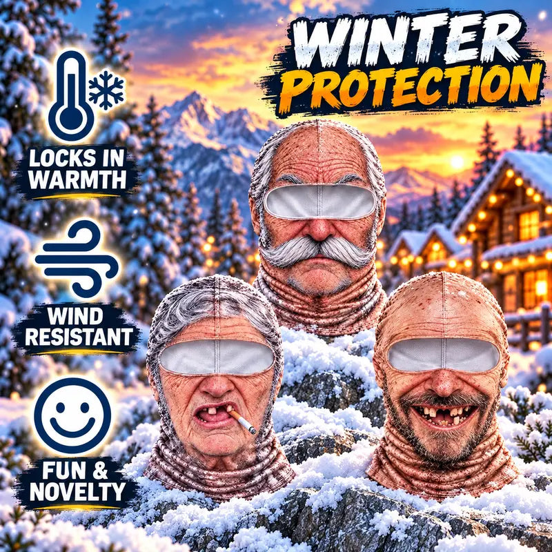 Funny Old Man Face Balaclava Mask