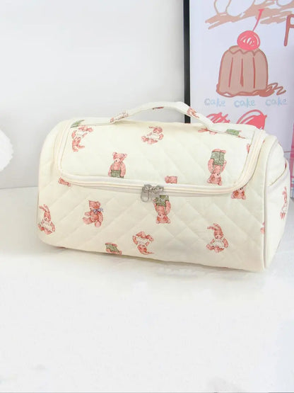 Large-Capacity Quilted Cosmetic & Hair Tool Organizer Bag