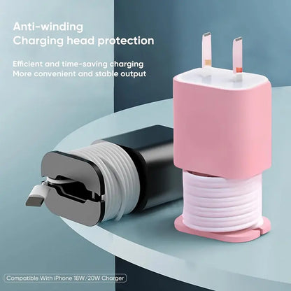 2 in 1 Silicone Charger Protector with Cord Wrap