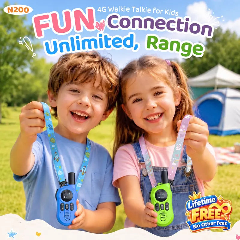 Kid-Friendly 4G SIM 2-Way Walkie Talkie with Nationwide Unlimited Range & No Monthly Fee