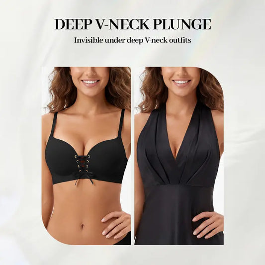 Drawstring Push-Up Wireless Lace-Up Front Bra