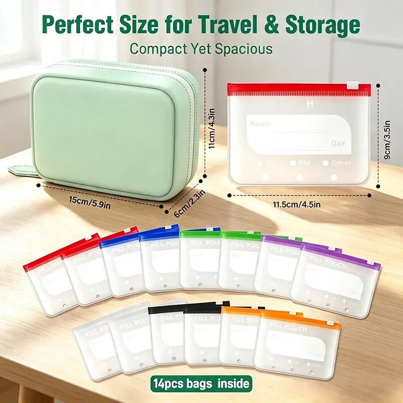 Waterproof Travel Pill Pouch Set (14 Pcs)