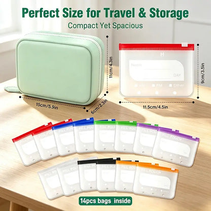 Waterproof Travel Pill Pouch Set (14 Pcs)
