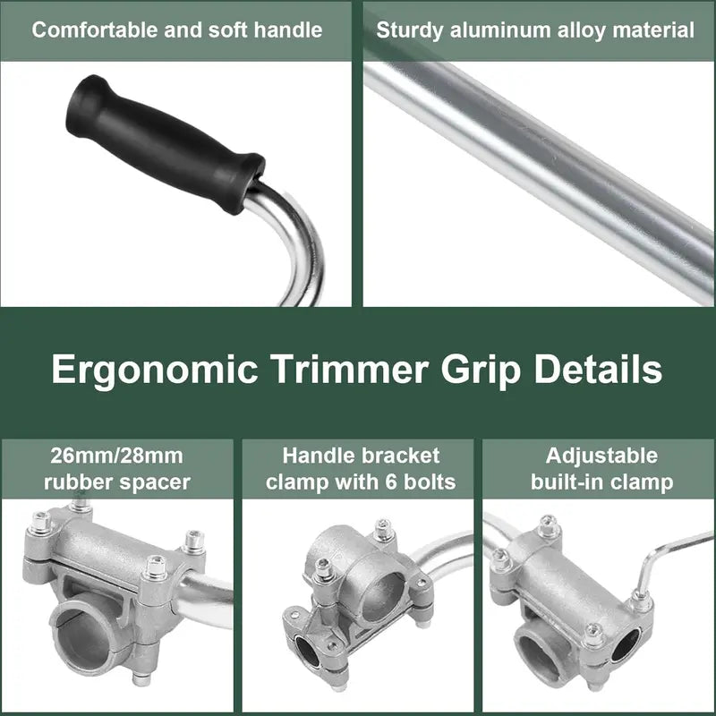 Grass Trimmer Handle, Aluminum Trimmer Handle with Bracket Clip Feature