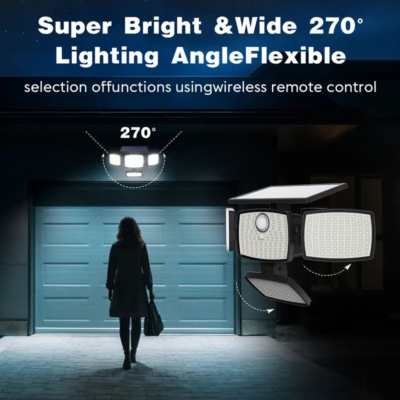 Hoodink Solar Outdoor Lights 4500LM 306LED Security Lights with Remote Control