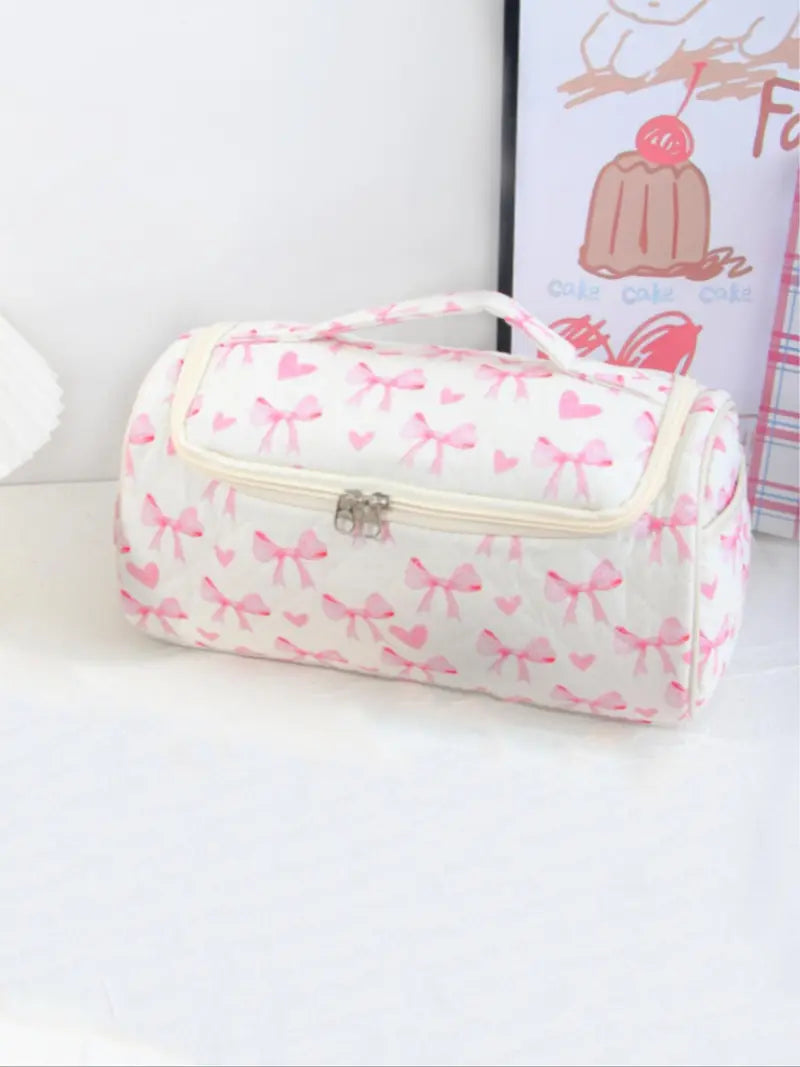 Large-Capacity Quilted Cosmetic & Hair Tool Organizer Bag