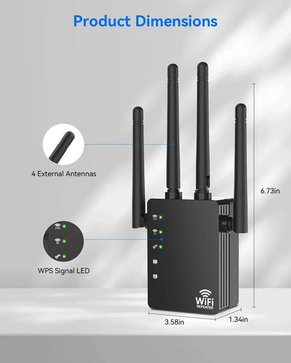 Dual-Band WiFi Signal Booster & Extender with Ethernet Port
