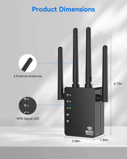 Dual-Band WiFi Signal Booster & Extender with Ethernet Port