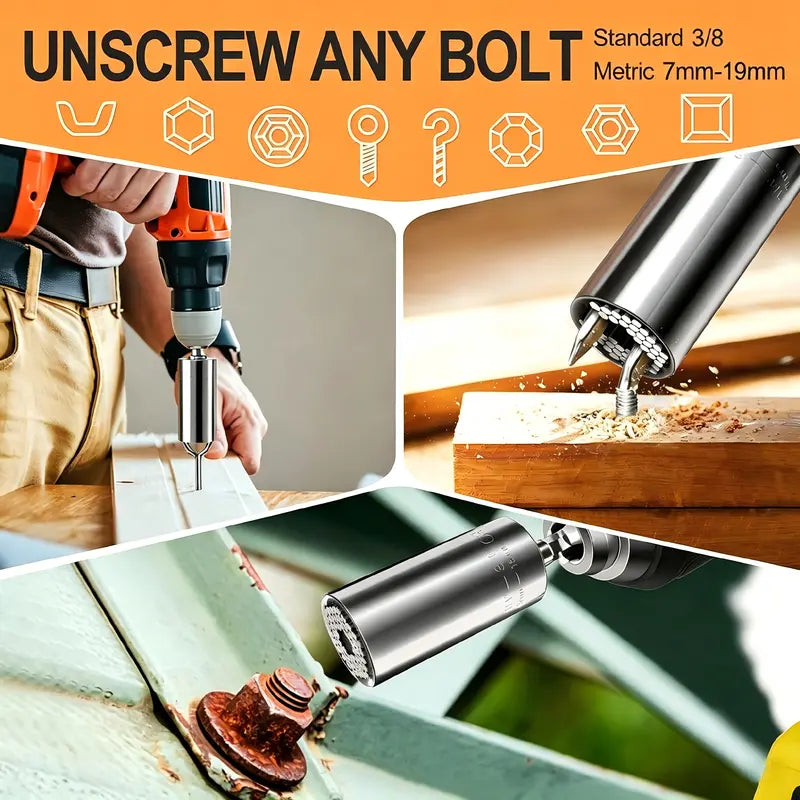 Universal Grip Socket Set with Power Drill Adapter