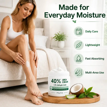 Urea Cream 40 Percent for Feet, Maximum Strength, 6 oz Foot Cream for Dry