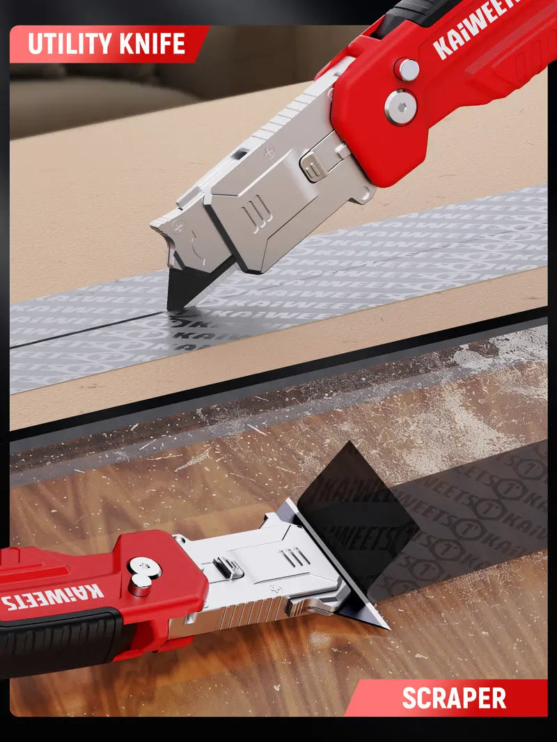 2-in-1 Folding Utility Knife & Razor Scraper Tool