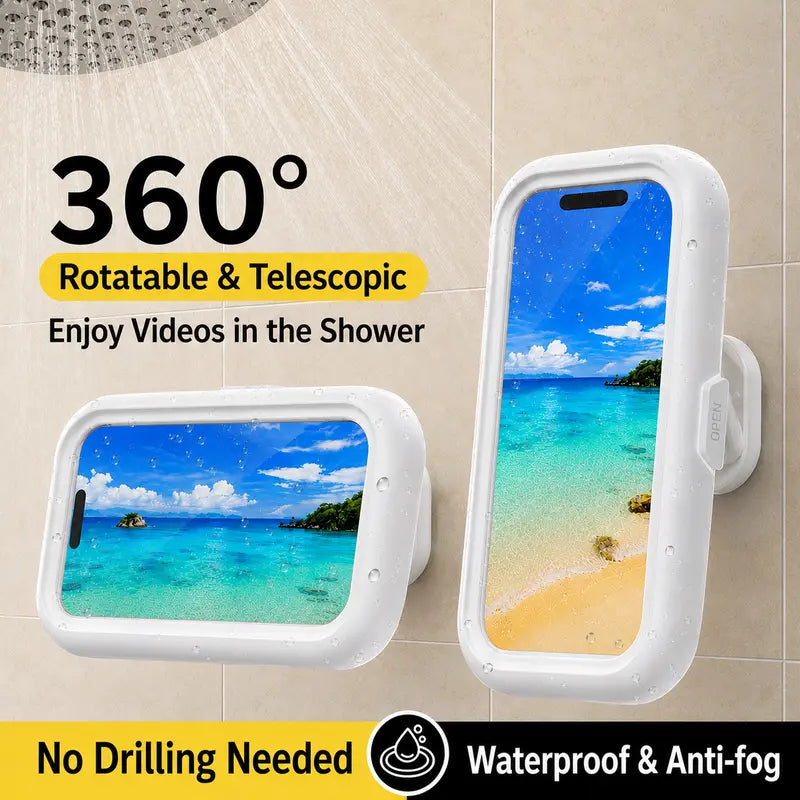 360° Rotating Shower Phone Holder with 4 Wall Mounts