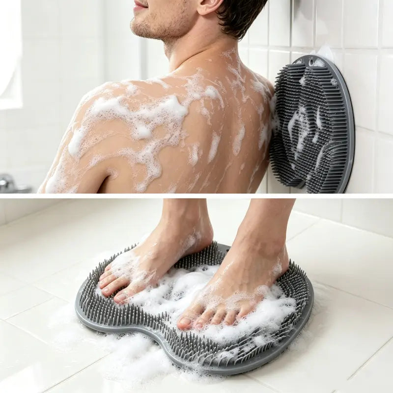 Silicone Shower Foot Scrubber Mat with Wall
