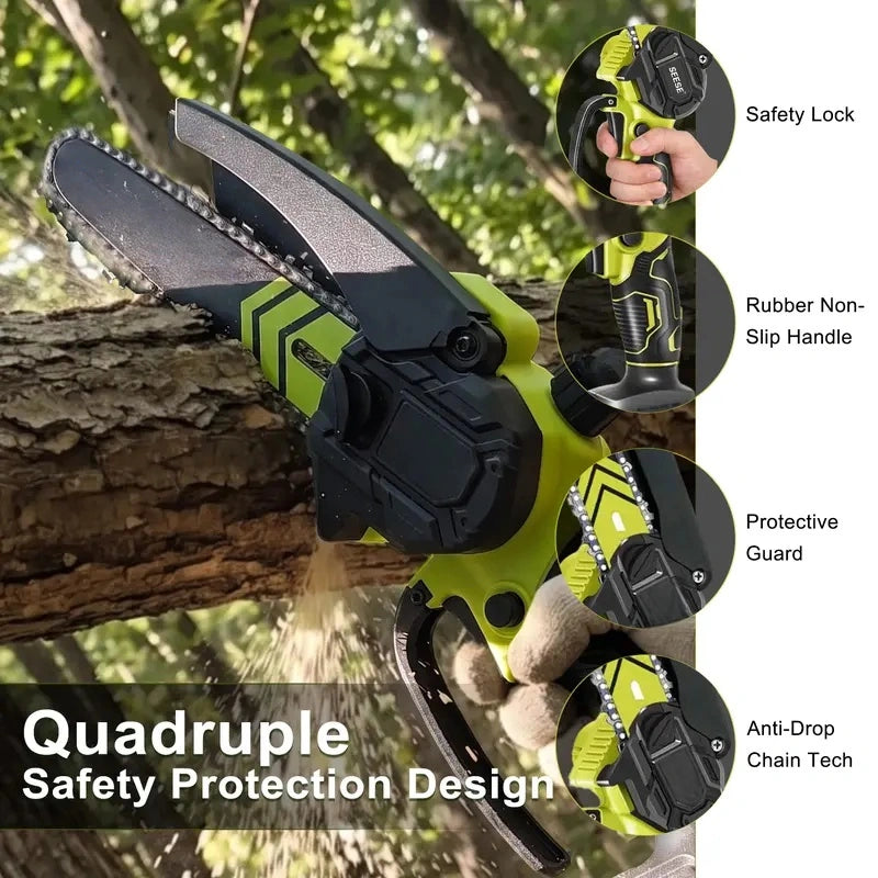 6-Inch Brushless Mini Chainsaw with Automatic Oiling System