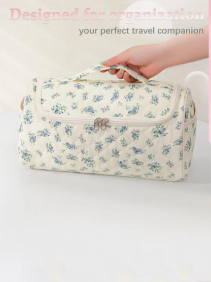 Large-Capacity Quilted Cosmetic & Hair Tool Organizer Bag