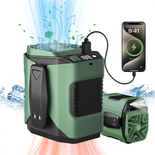 5000mAh Waist Fan with Power Bank & LED