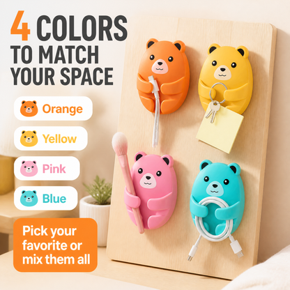 Bear-Shaped Adhesive Wall Hooks 4-Pack