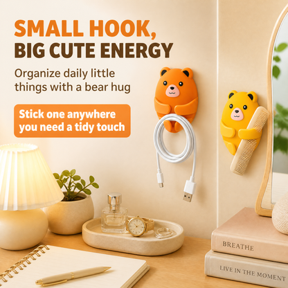 Bear-Shaped Adhesive Wall Hooks 4-Pack
