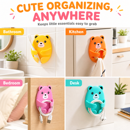 Bear-Shaped Adhesive Wall Hooks 4-Pack