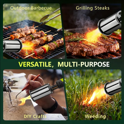 Propane Torch — One-Touch Max Fire, Safety Lock, Adjustable Flame | BBQ, Searing, Fireplace