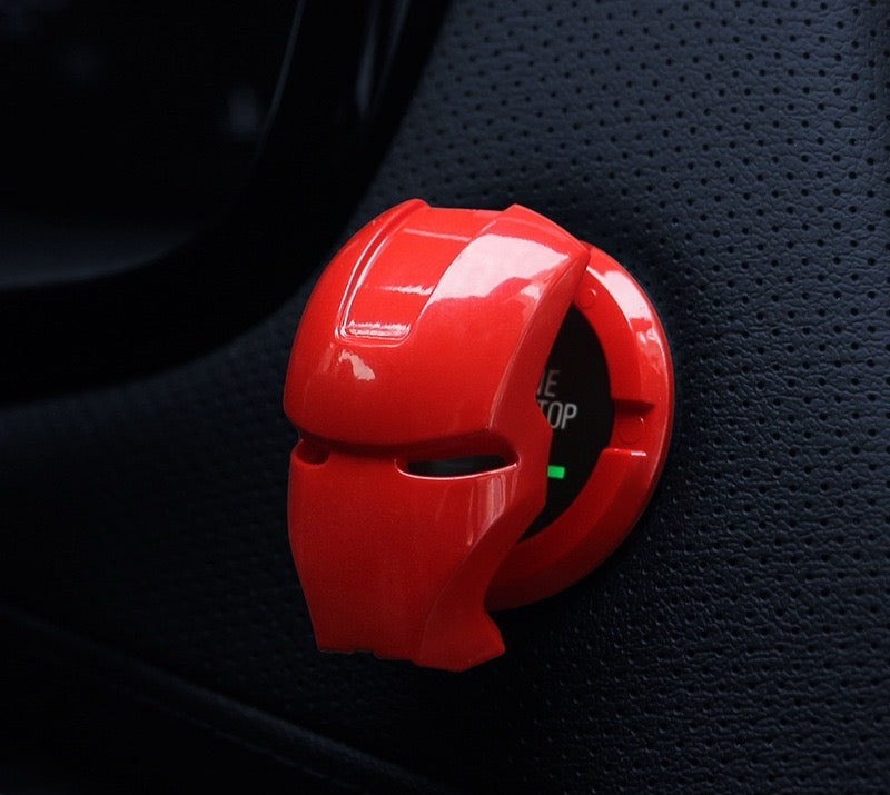 Iron Man Car Engine Start Stop Button Cover - Cool Zinc Alloy Push Button Ignition Protective Cap, Anti-Scratch Decorative Switch Trim for Car Interior Accessories