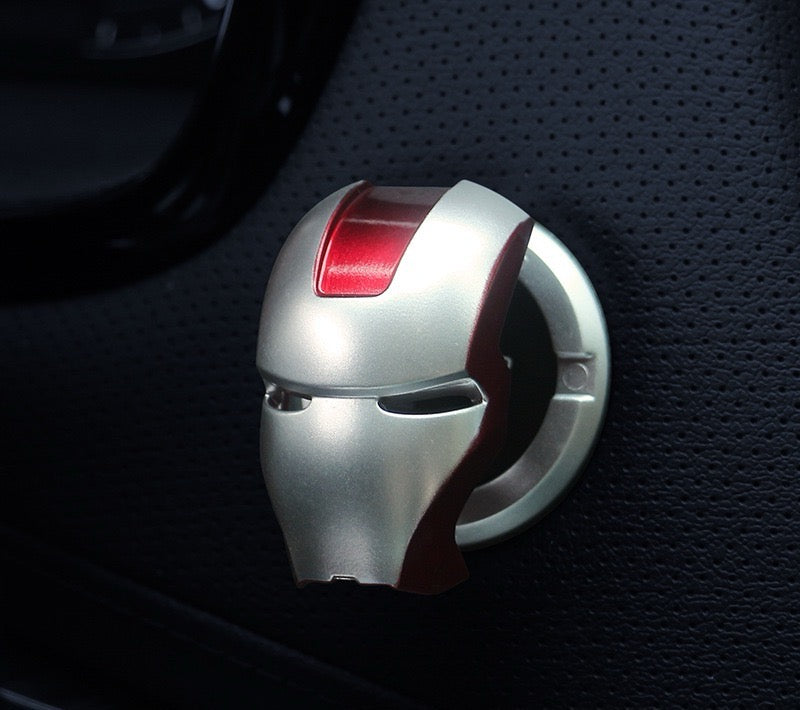 Iron Man Car Engine Start Stop Button Cover - Cool Zinc Alloy Push Button Ignition Protective Cap, Anti-Scratch Decorative Switch Trim for Car Interior Accessories
