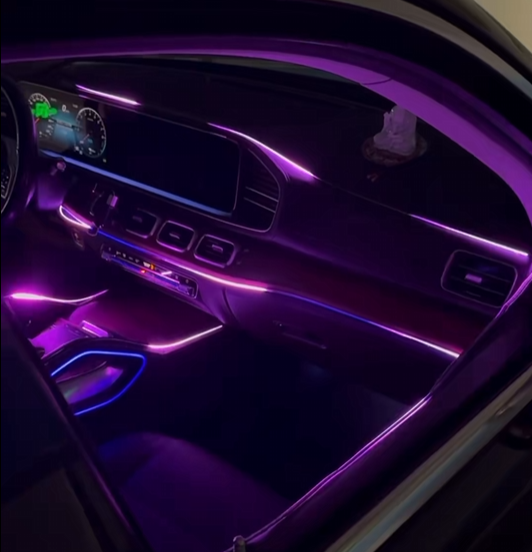 Car LED Interior Lights - 4-in-1 Smart APP & Remote Control Underdash Footwell Atmosphere Light, RGB Color Changing Music Sound Activated Automotive Neon Strip Light Kit
