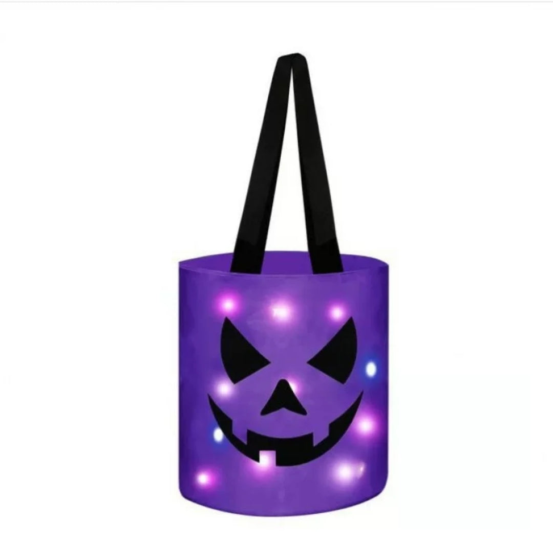 LED Light-Up Pumpkin Candy Bucket – Glowing Halloween Tote Bag for Trick or Treat, Party Favors & Spooky Night Fun
