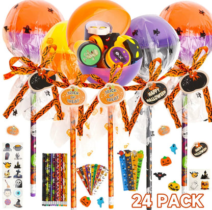 Halloween Multicolor Light-Up Lollipop Stationery Gift Set – 24-Pack, Card + Gift in 1