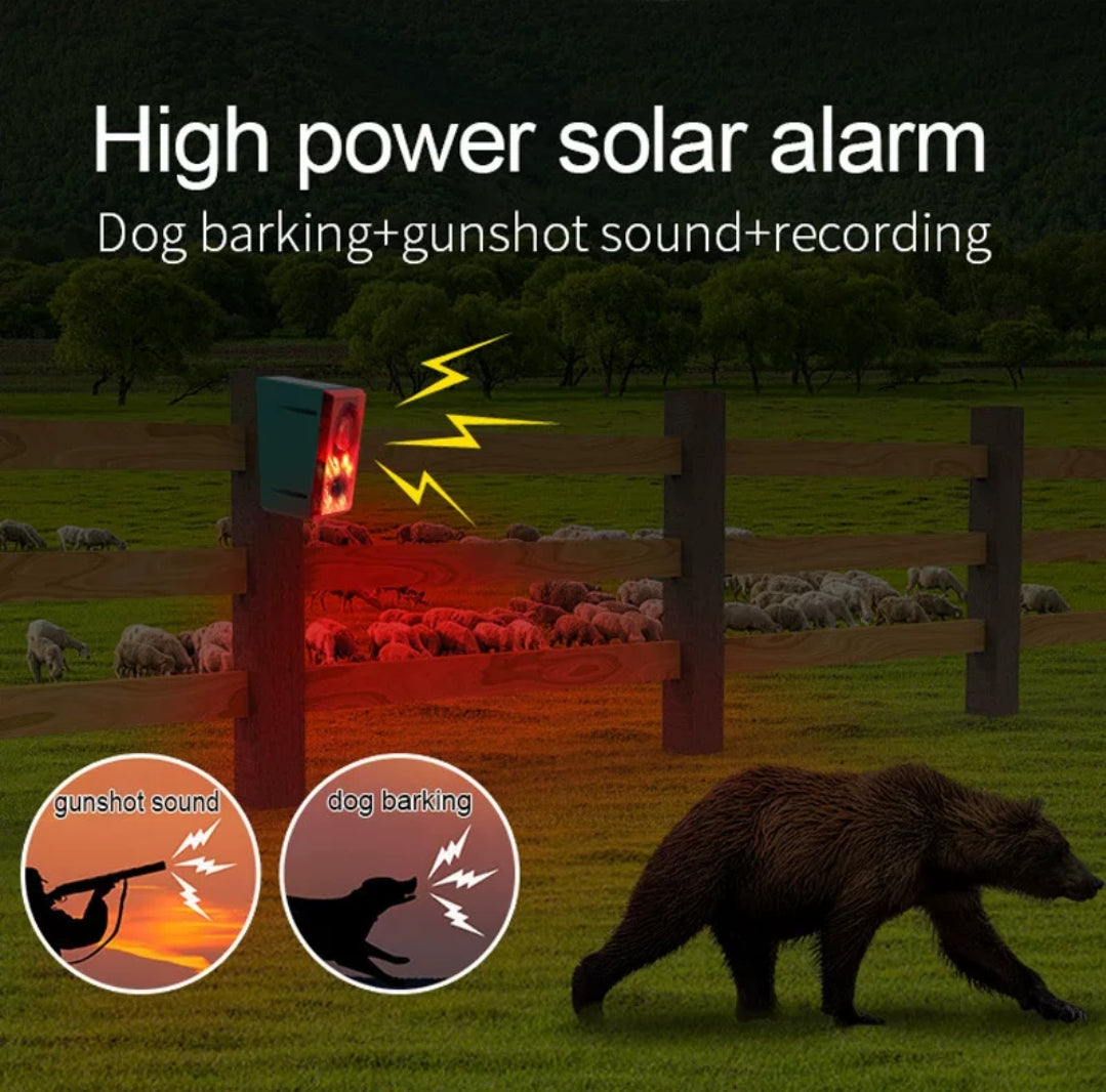 Solar-Powered Animal Repeller with Motion Sensor, Strobe Light & 130dB Alarm