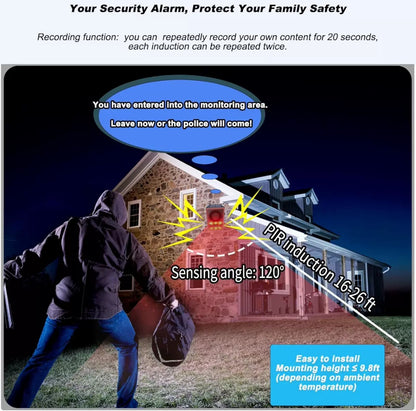 Solar-Powered Animal Repeller with Motion Sensor, Strobe Light & 130dB Alarm