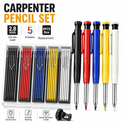 Heavy-Duty Deep Hole Mechanical Carpenter Pencil Set