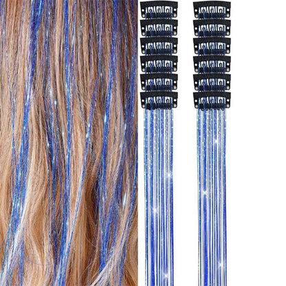 Rainbow Hair Tinsel Pack of 12 Pcs Clip in Hair Tinsel 20 Inch Glitter Tinsel Hair Extensions