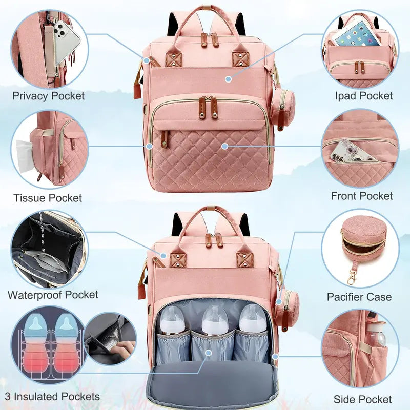 Multifunctional Diaper Backpack with USB Charging Port