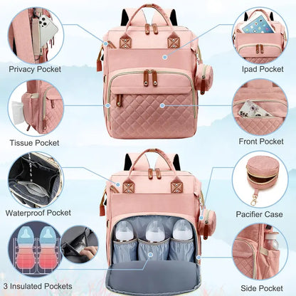 Multifunctional Diaper Backpack with USB Charging Port