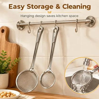 2-in-1 Stainless Steel Mesh Strainer Tongs