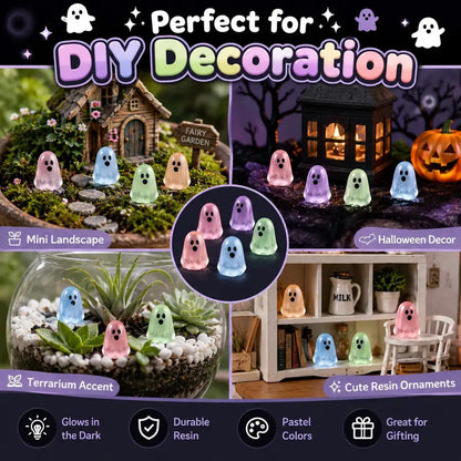 Glow-in-the-Dark Ghost Beads for Halloween Crafts – 20 or 50 Pieces