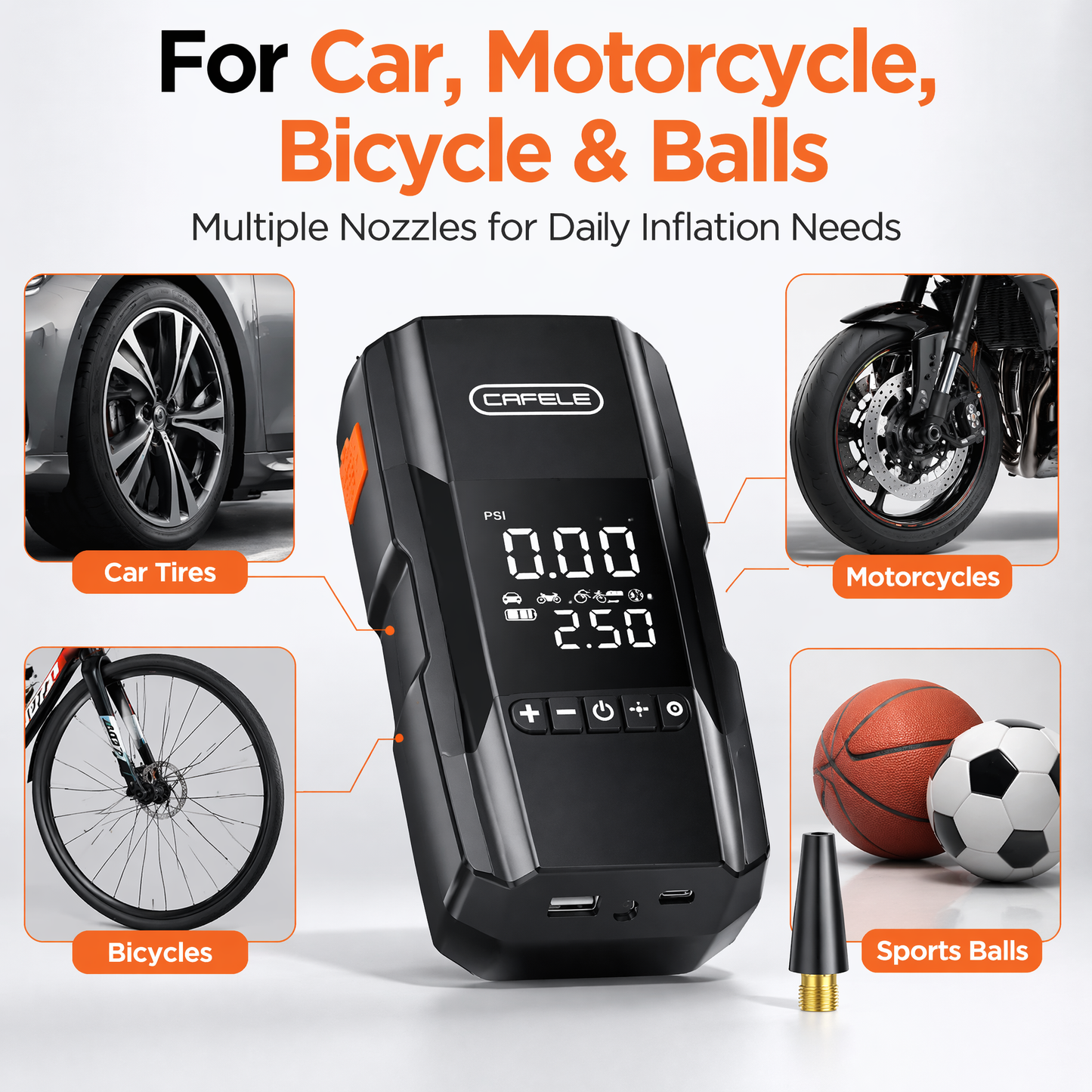 Portable Smart Tire Inflator with LED Light